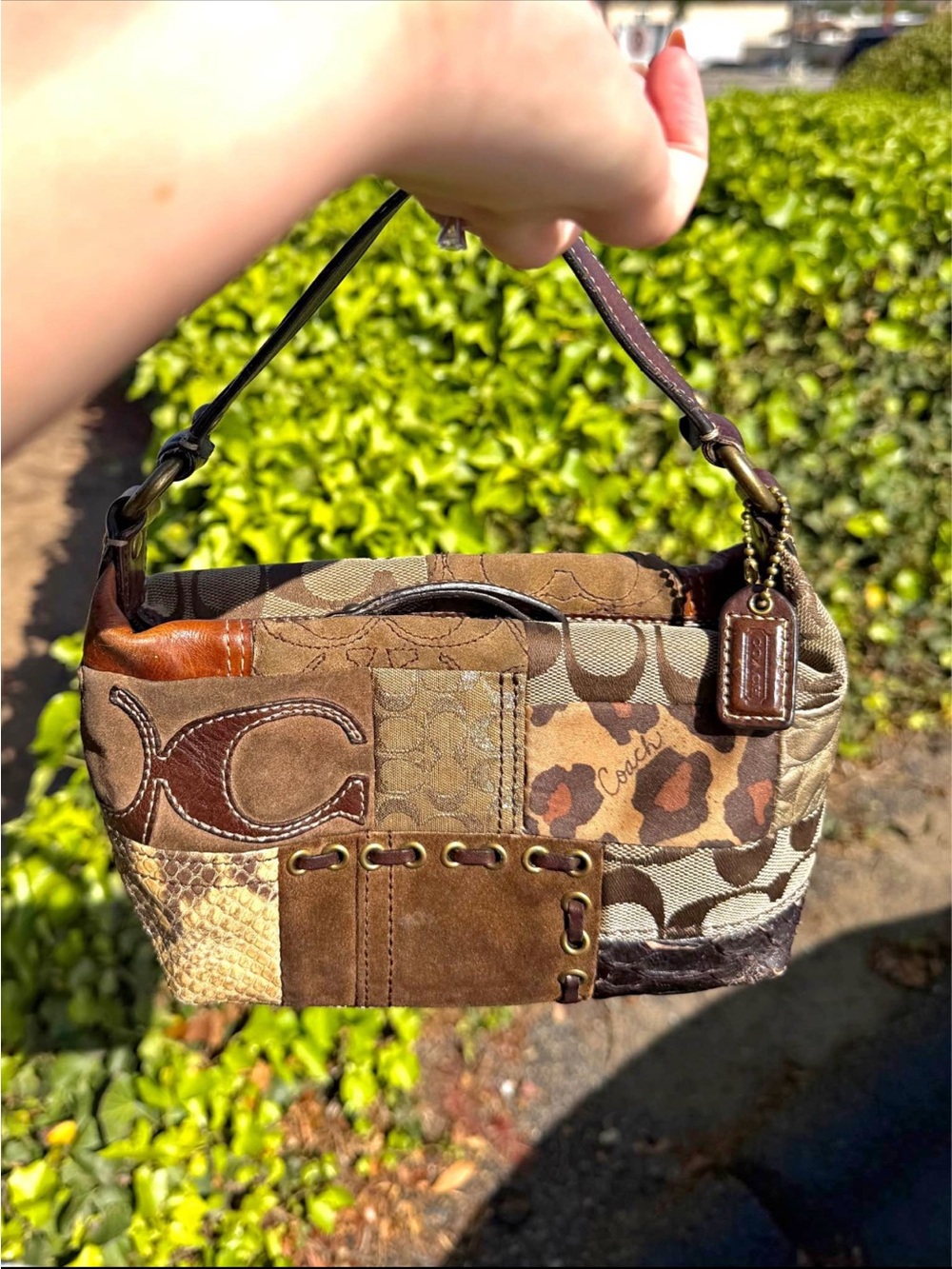 Coach vintage leopard patchwork